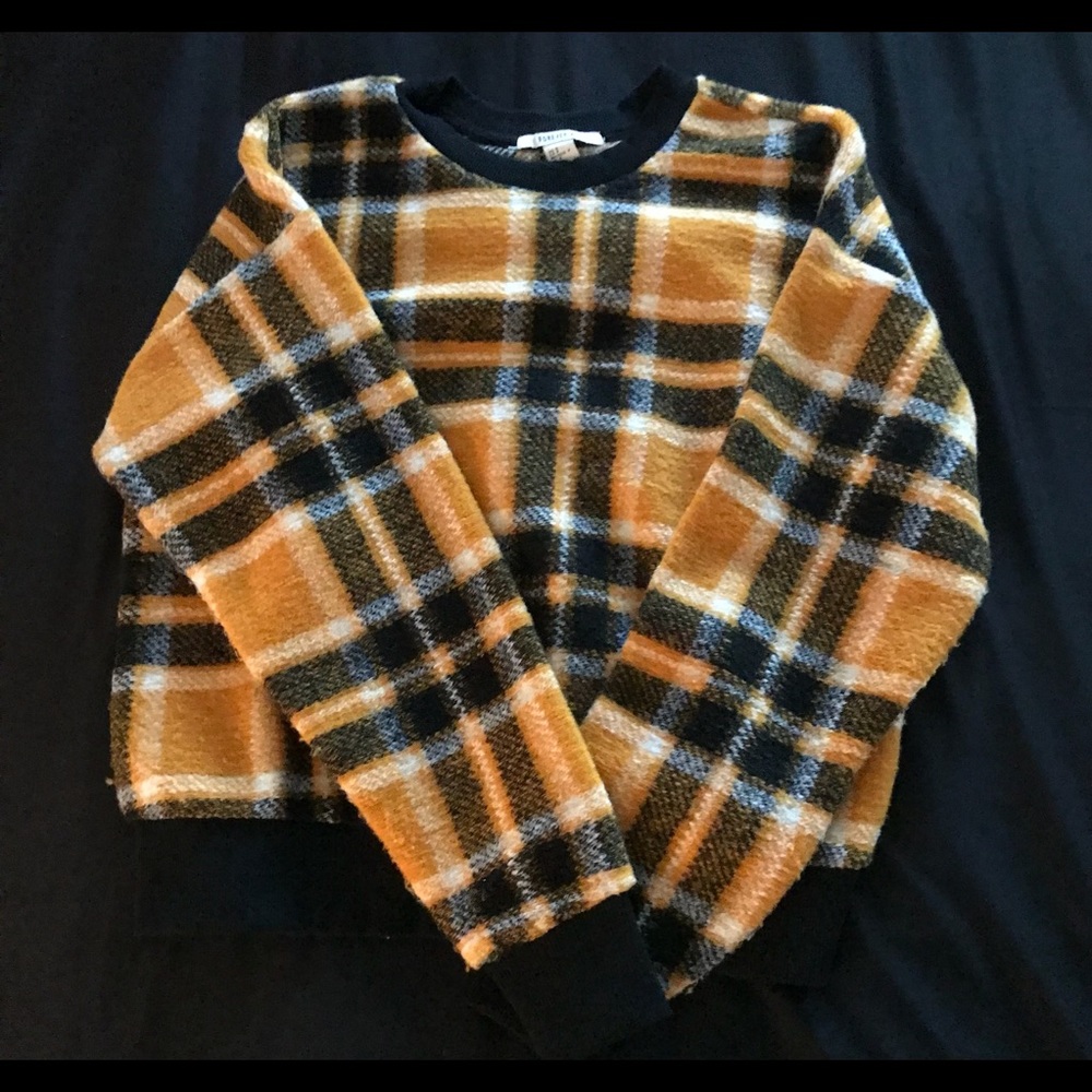Forever 21 Yellow and Black Plaid Sweater